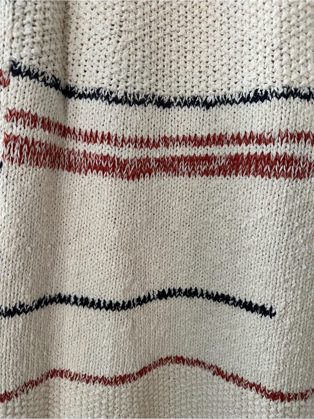 ME+EM Cream Bouclé Midi Skirt with Navy and Red Stripes - Picture 9 of 12